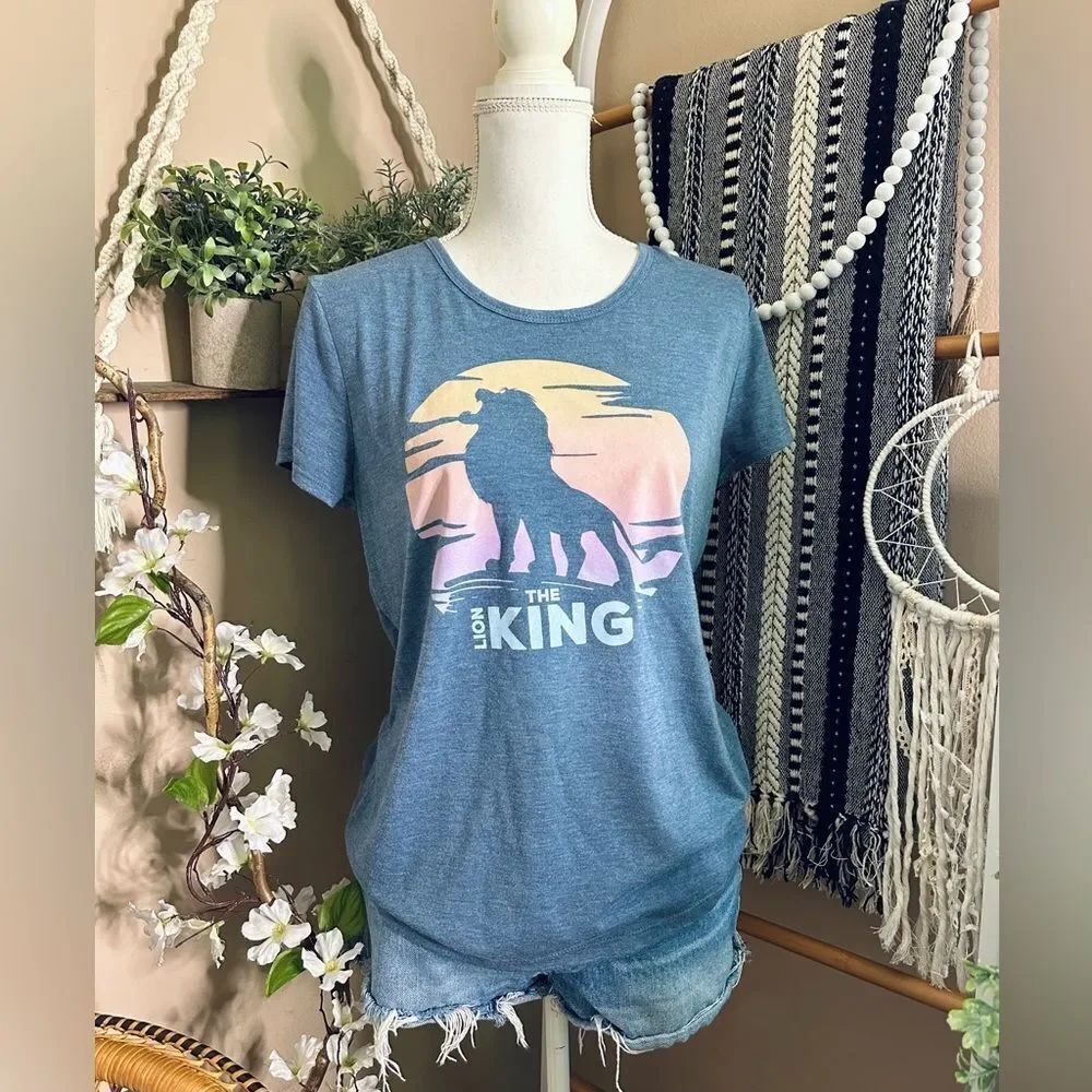 Disney The Lion King Blue Scoop Neck Short Sleeve T Shirt